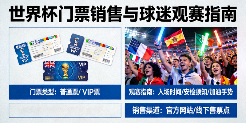 世界杯门票销售与球迷观赛指南图示 - 门票和欢呼的球迷